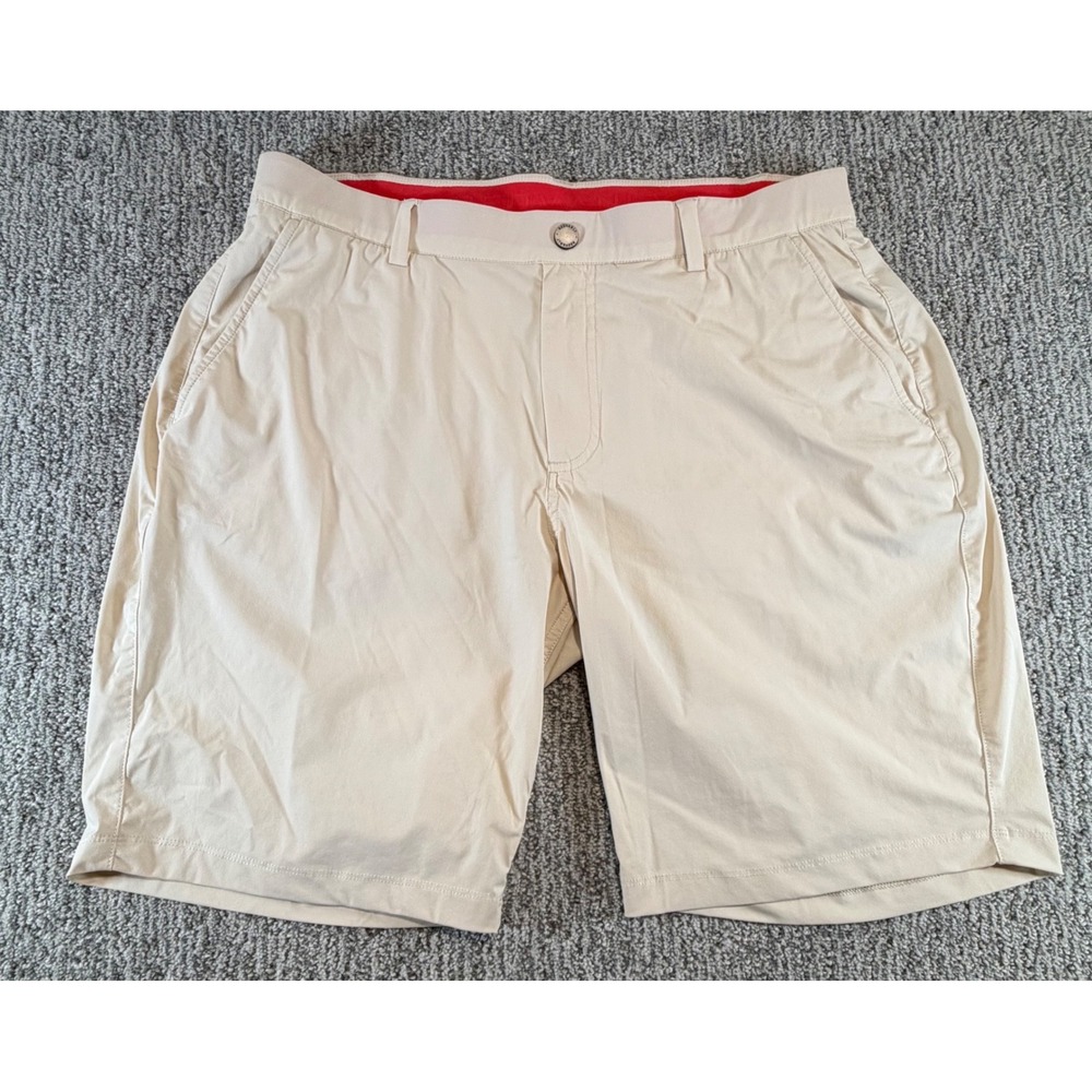 Redvanly Golf Shorts Mens Large Tan Beige Performance Stretch 9 Inch Inseam